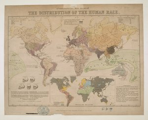 Mappa etnografica, che mostra la distribuzione della razza umana da John Emslie