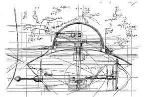 Schizzo di John Ericsson per la sua nave con torretta girevole Monitor, 1890 da John Ericsson