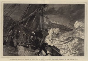 Uno scorcio del sole, uno schizzo a bordo della nave a vapore Zambesi della compagnia P e O nella baia di Biscaglia