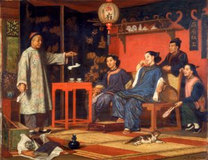 Signore cinesi che guardano curiosità europee, 1868