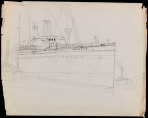 PAH1223; Schizzo del transatlantico Majestic (incompiuto) da John Everett