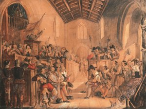 Un conventicolo di Roundhead: una scena da "Peveril del Picco" di Sir Walter Scott, 1841 da John Everett Millais