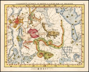1776 - John Flamsteed - Cassiopee, Cehee, Le Renne, La Petite Ourse, Le Dragon (Cassiopea, Cefeo, Orsa Minore e Draco) da John Flamsteed