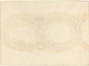 Disegno di bordo ornamentale con figure femminili alate