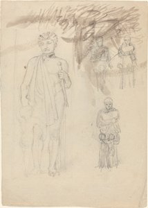 Foglio di studi, incluso guerriero con bambino (recto e verso) da John Flaxman