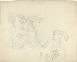 Foglio di studi, incluso un uomo che combatte un centauro da John Flaxman