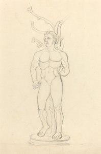 Statua di un nudo maschile davanti a un albero da John Flaxman