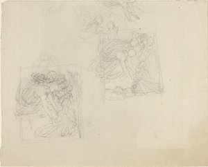 Studi per un monumento con angeli che si protendono verso una figura in preghiera [recto e verso] da John Flaxman