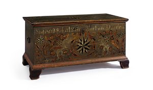 Cassapanca decorata realizzata per Barbara Stauffer, Rapho Township, Lancaster County, Pennsylvania, USA, 1799 da John Flory