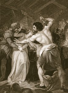 Il riscossore della tassa di voto assassinato da Wat Tyler, inciso da J. Hall, illustrazione da 