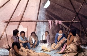Interno di una tenda indiana Cree, 1823 da John Franklin
