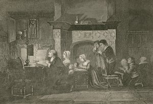Il droghiere e la sua famiglia in preghiera da John Franklin