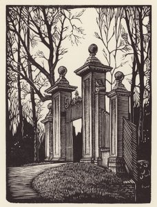 Cambridge: Clare Gates (xilografia)