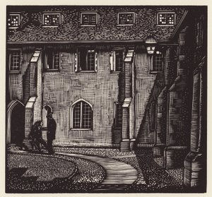 Cambridge: Corpus Christi, Old Court (xilografia)