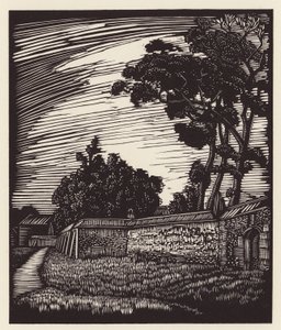 Cambridge: Peterhouse Wall, Coe Fen (xilografia)