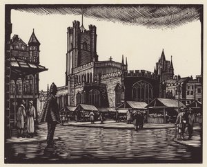 Cambridge: Il mercato (xilografia) da John Frederick Greenwood