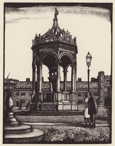 Cambridge: Fontana della Trinità (xilografia)