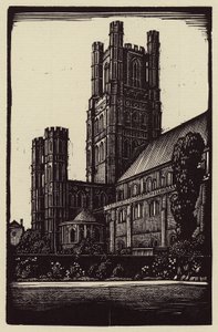 Cattedrale di Ely: Dal giardino del decano (xilografia)