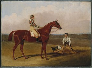 Barefoot, il cavallo da corsa, con un fantino e un groom, 1835 da John Frederick Herring Senior