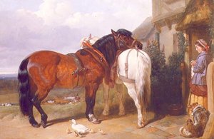Cavalli da tiro presso una porta di cottage da John Frederick Herring Senior
