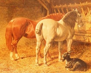 Cavalli e una capra in una stalla da John Frederick Herring Senior