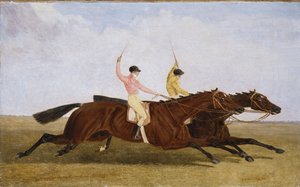 Satirista con William Scott in Sella Battendo Coronation con John Day in Sella - Il St. Leger 1841 da John Frederick Herring Senior