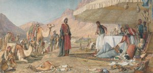 Un accampamento franco nel deserto del Monte Sinai. 1842 - Il convento di Santa Caterina in lontananza da John Frederick Lewis