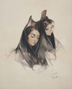 Ragazze di Ronda, Andalusia, tavola 11 da Schizzi di Spagna, inciso da Charles Joseph Hullmandel (1789-1850) pubblicato nel 1836 da John Frederick Lewis