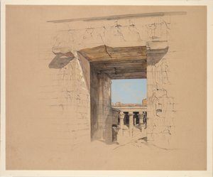 Il Tempio di Edfu: La Porta del Pilone, 1850 da John Frederick Lewis