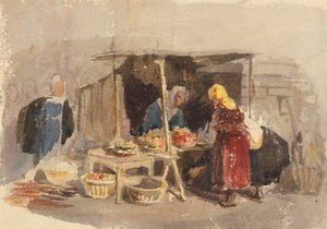 Una bancarella di frutta in un mercato da John Frederick Tayler