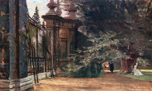 Nei giardini del Trinity College (litografia a colori)