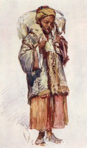 Pastore siriano (Abu Mustapha) che porta un agnello sulle spalle da John Fulleylove