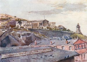 La scuola superiore e il monumento di Burns da Jeffrey Street
