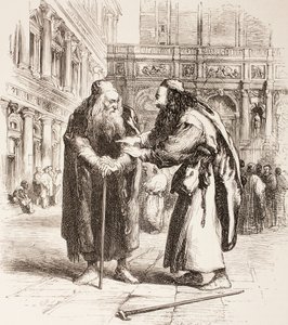 Illustrazione per Il Mercante di Venezia, Shylock e Tubal si incontrano per strada, Atto III, Scena I, da 