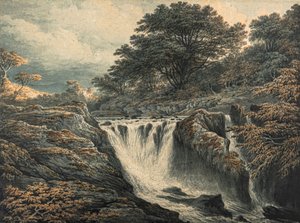 Una cascata alla sera da John Glover
