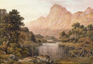 Viaggiatori accanto a un lago nel Lake District da John Glover