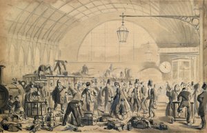 Vigilia di Natale alla stazione di Kings Cross, c.1870-90 da John Gordon Thomson