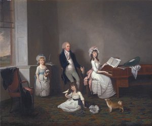 John Richard Comyns di Hylands, Essex, con le sue figlie da John Greenwood