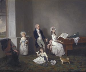John Richard Comyns di Hylands Essex, con le sue figlie, 1775 da John Greenwood