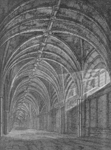 Chiostro orientale del Priorato di San Bartolomeo, West Smithfield, Città di Londra, c1805