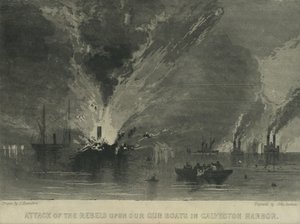 Attacco dei ribelli alle nostre cannoniere nel porto di Galveston, c.1863 da John Hamilton