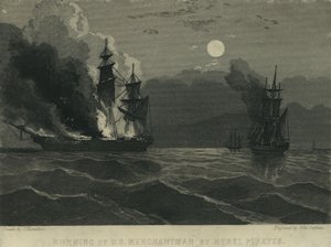 Incendio di una nave mercantile statunitense da parte dei pirati ribelli, 1865