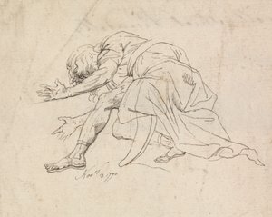 Un uomo in ginocchio