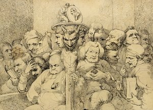 Personaggi letterari riuniti attorno al medaglione di Shakespeare da John Hamilton Mortimer