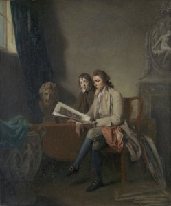 Ritratto di un uomo e un ragazzo che guardano stampe, c.1765-70 da John Hamilton Mortimer