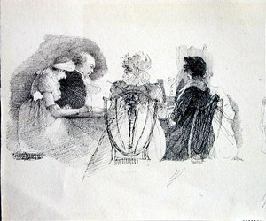 Una riunione a tavola (dettaglio)