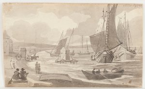 Cabine da bagno ad Allonby, Cumbria, 1812 da John Harden