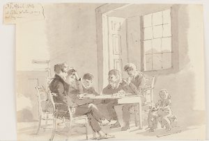 Ragazzi che leggono a Storrs, Elterwater, 1814 da John Harden