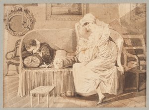 Tre su un divano, 1805 da John Harden