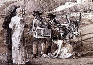 Due uomini che vendono porcellini d